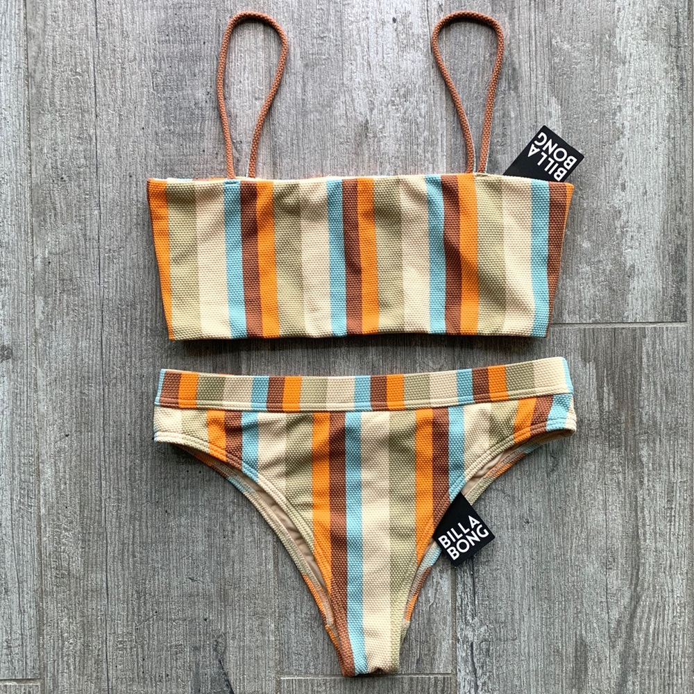 🔥🔥BILLABONG - RETRO STRIPE BANDEAU MAUI SET🔥🔥 - Picture 4 of 10